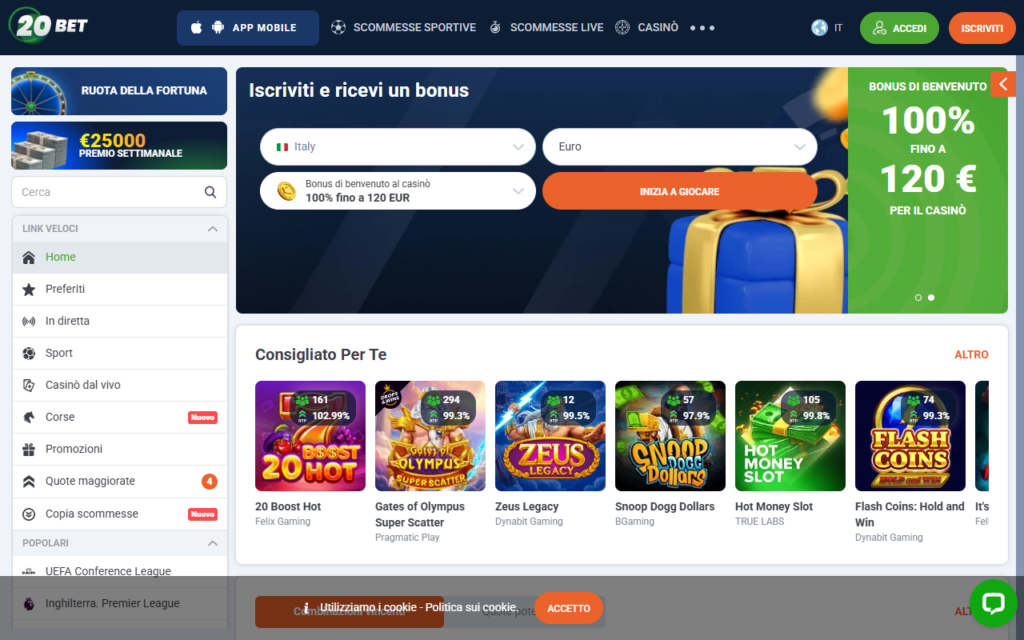 20Bet home page