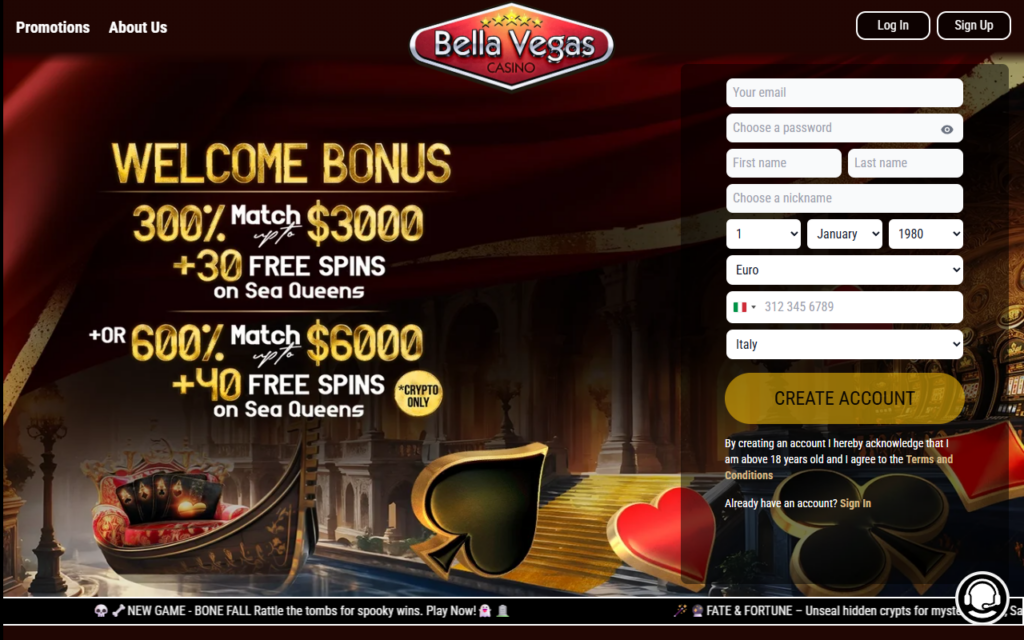 bellavegas.com home page
