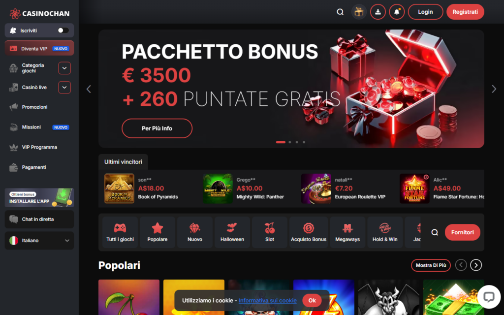 CasinoChan home page
