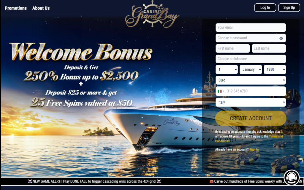 casinograndbay.com home page