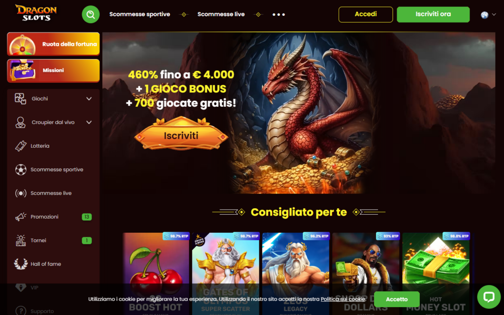 Dragonslots home page