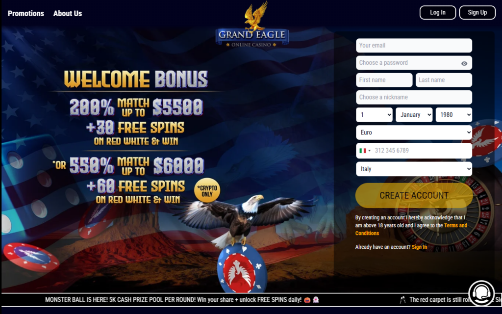 grandeaglecasino.com home page