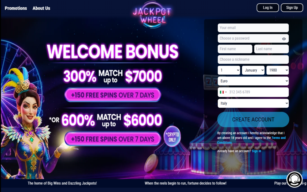 jackpotwheel.com home page