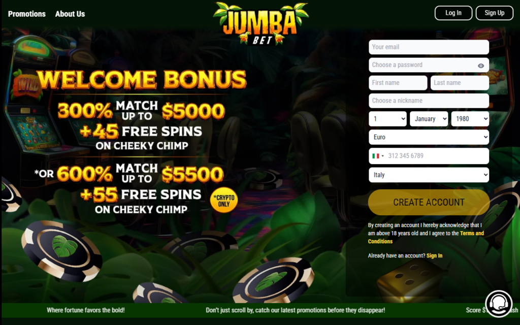 jumbabet.com home page