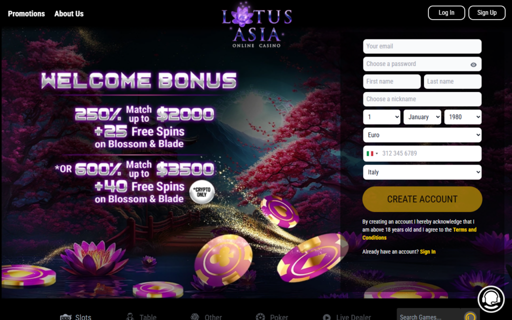 lotusasiacasino.com home page
