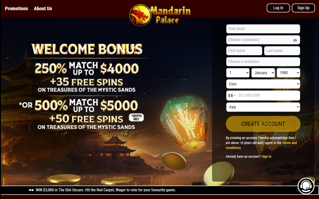 mandarinpalace.com home page