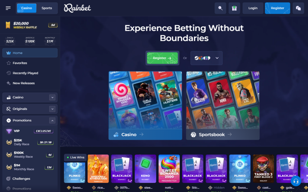 Rainbet home page