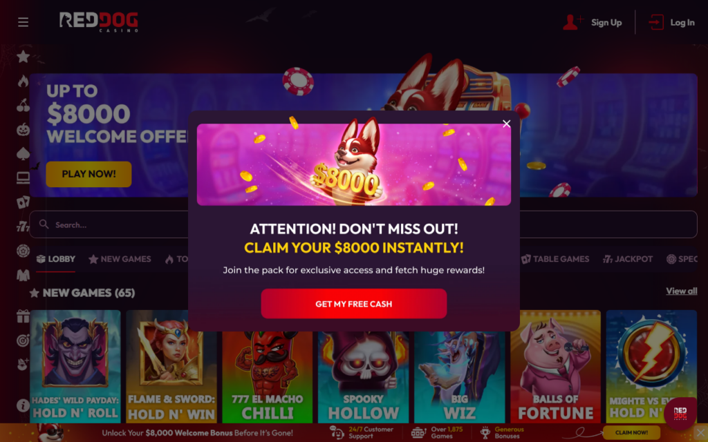 Red Dog Casino home page
