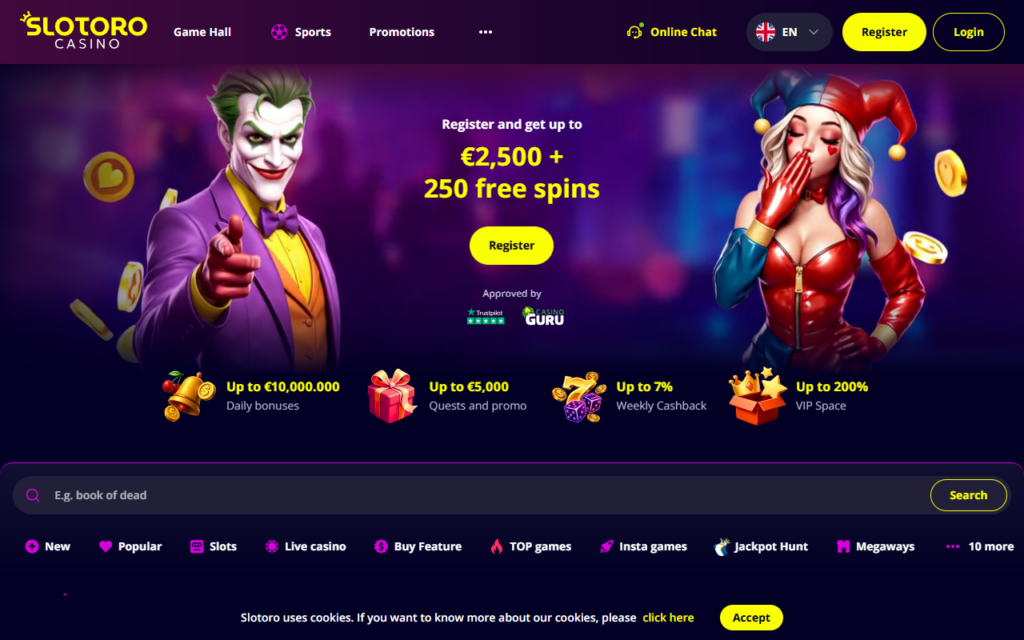 Slotoro home page