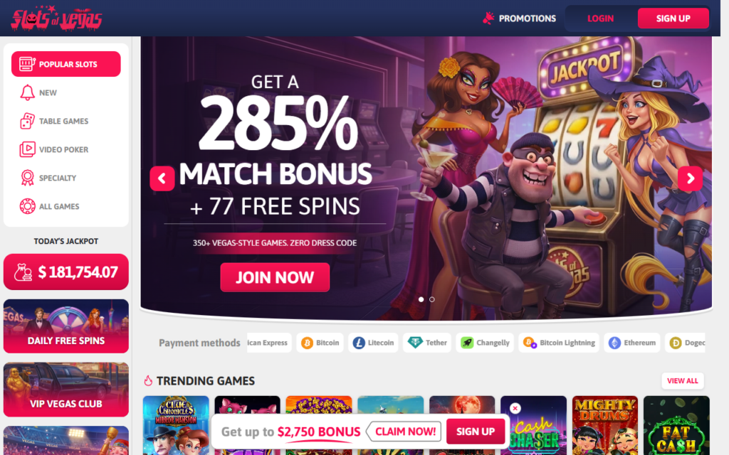 Slots of Vegas home page