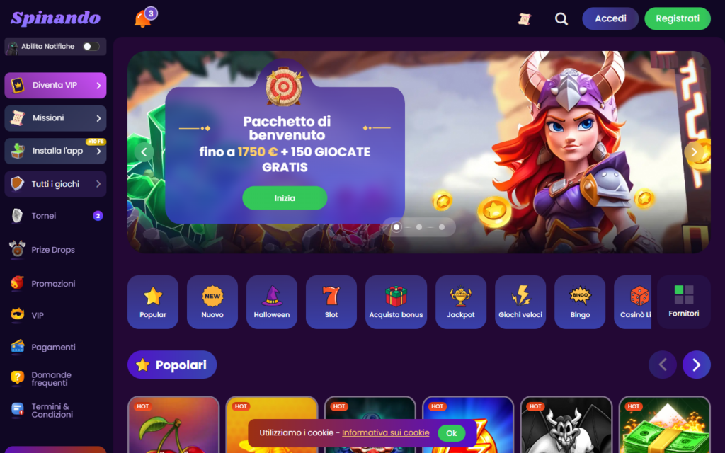 Spinando home page