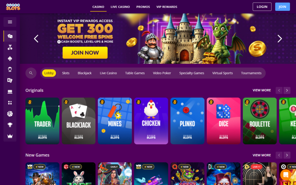 SuperSlots home page
