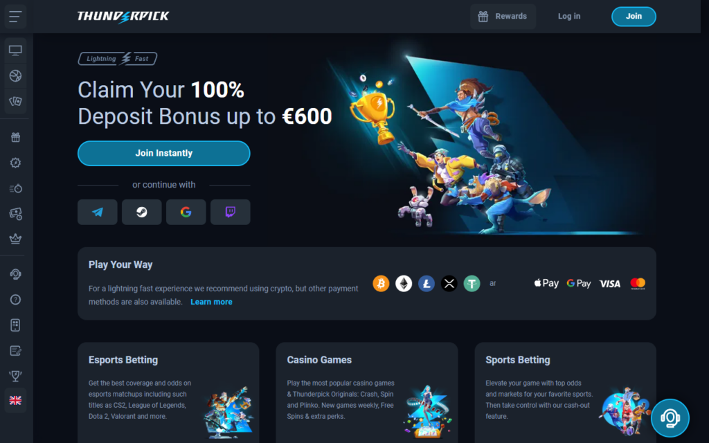 Thunderpick home page
