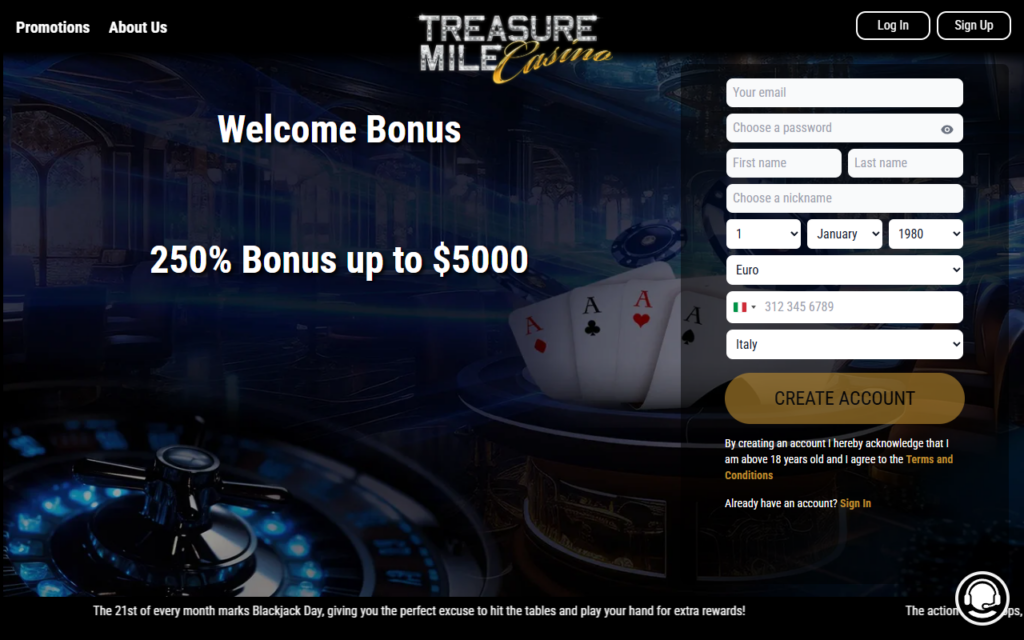 treasuremile.com home page