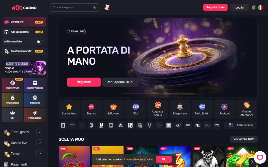 Woo Casino home page